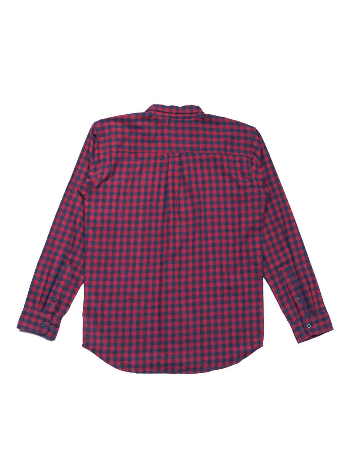 Qutn Button Down Double Pocket LS Red Blue Minicheck Flannel - MORE by Morello Indonesia