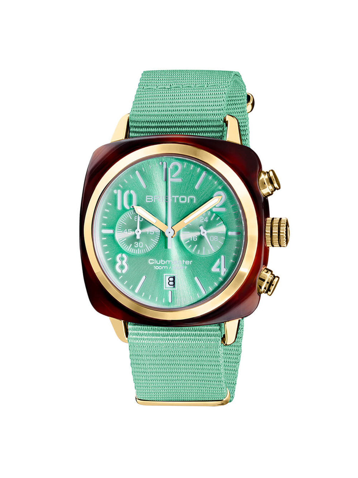Briston Clubmaster Classic Acetate Chronograph Green Water Sunray Dial Yellow Gold 42mm - MORE by Morello Indonesia