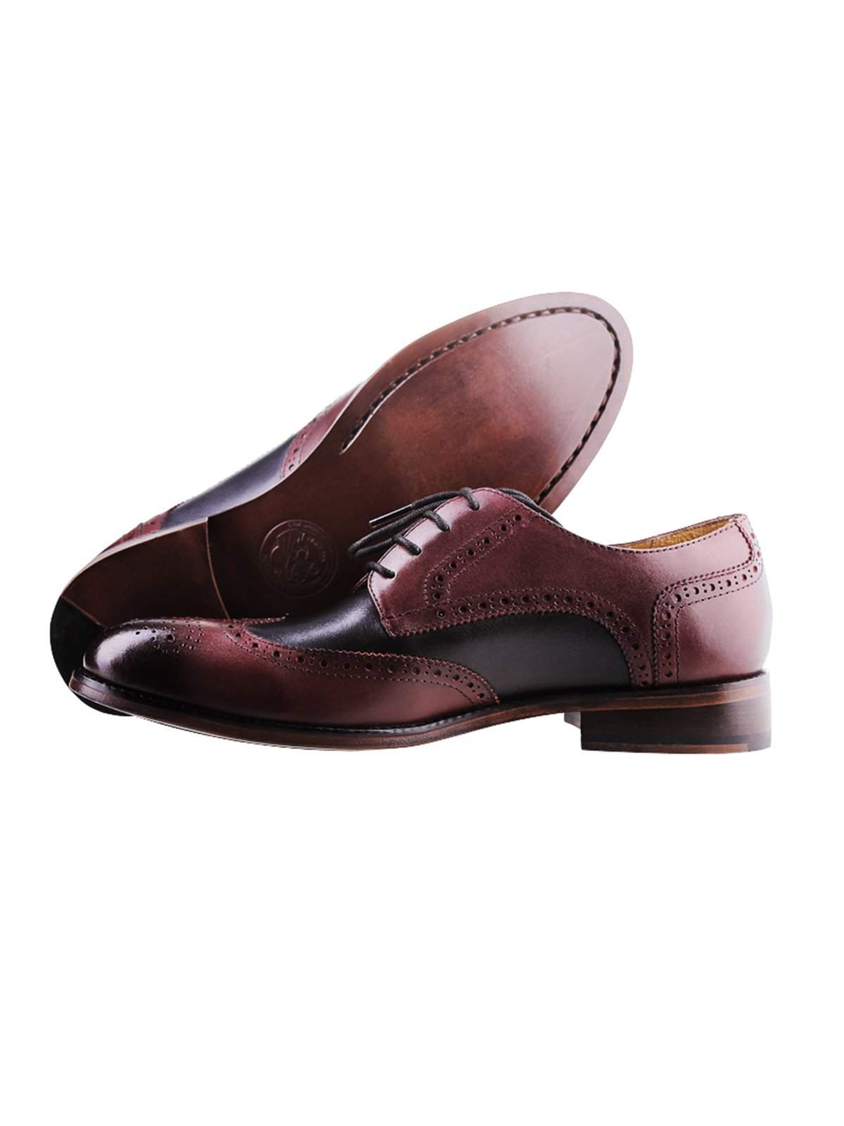 Heimdall Loki Wingtip Derby Two Tone Black Dark Burgundy - MORE by Morello Indonesia