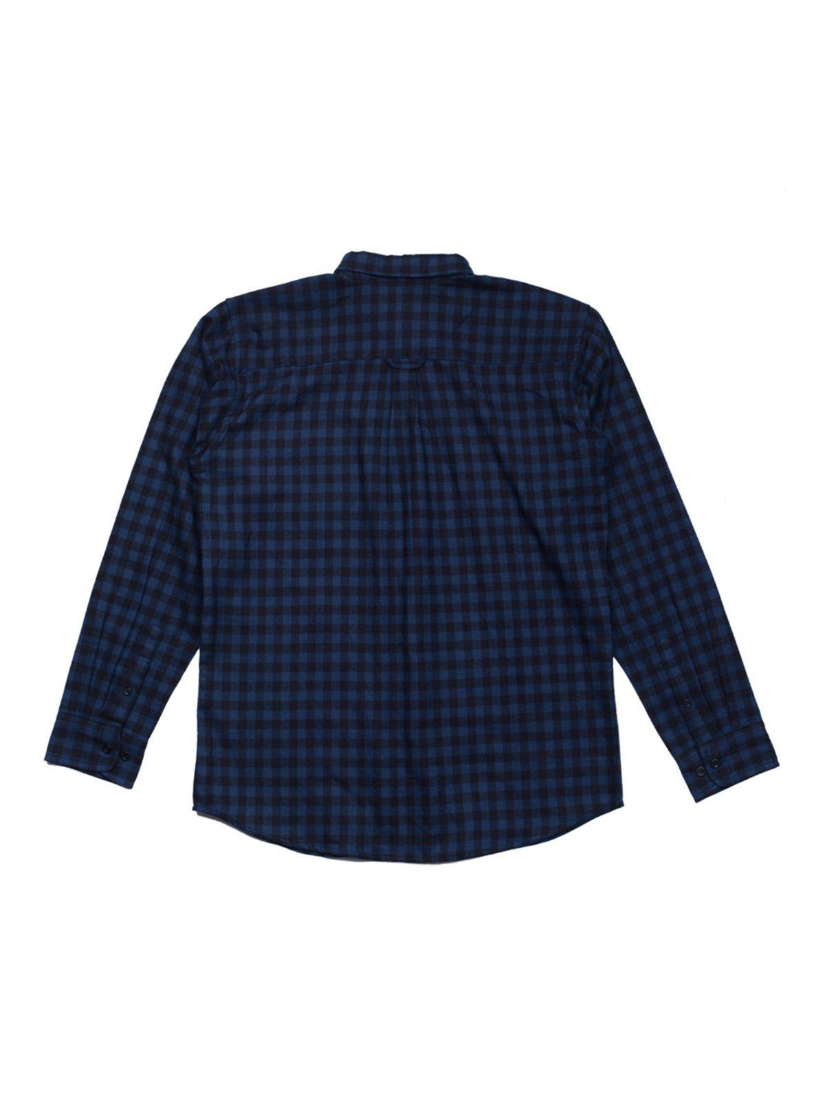Qutn Button Down Double Pocket LS Blue Black Minicheck Flannel - MORE by Morello Indonesia