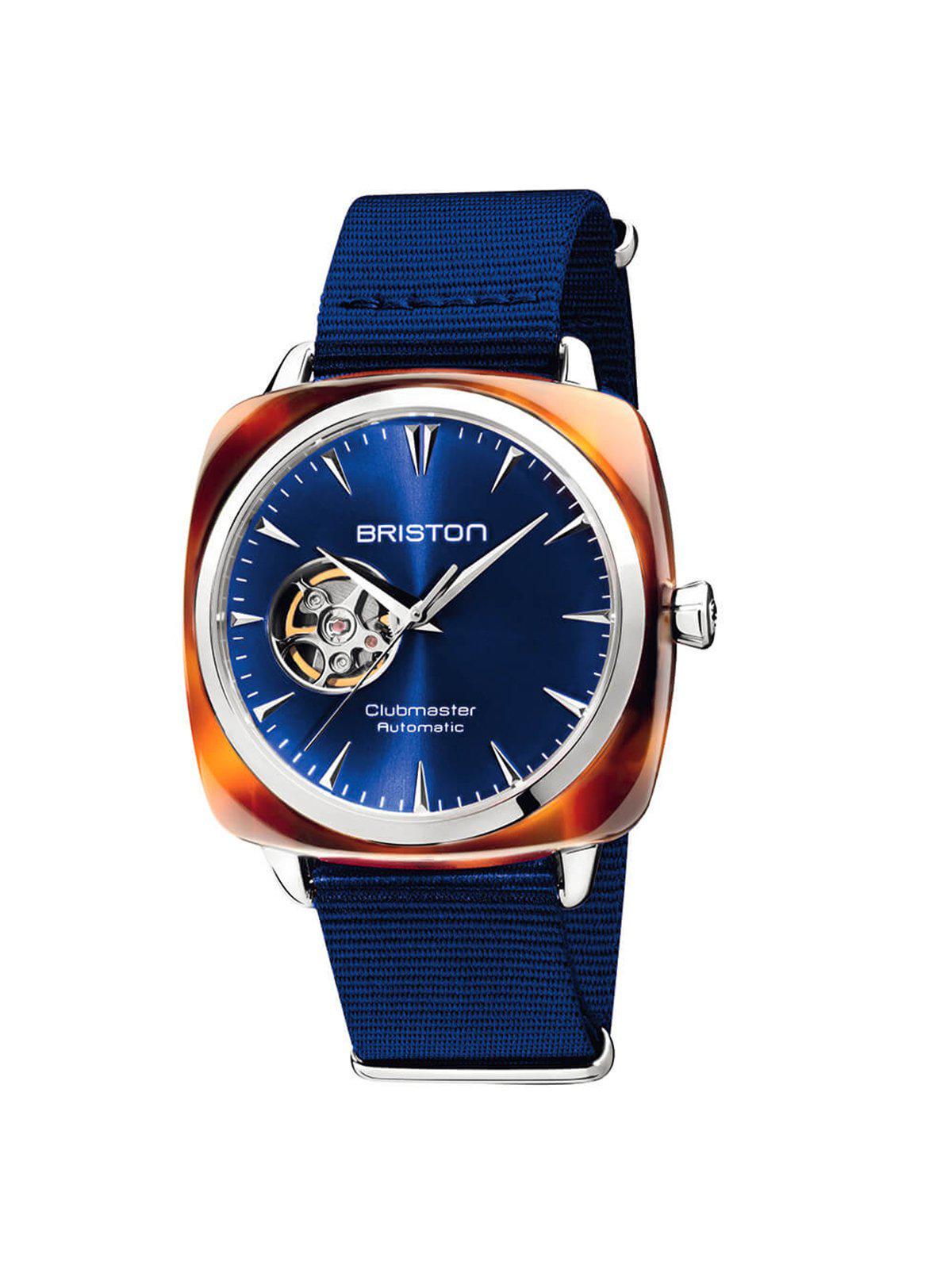 Briston Clubmaster Iconic Acetate Automatic HMS Date Dial Opening Navy Blue Sunray Dial 40mm - MORE by Morello Indonesia