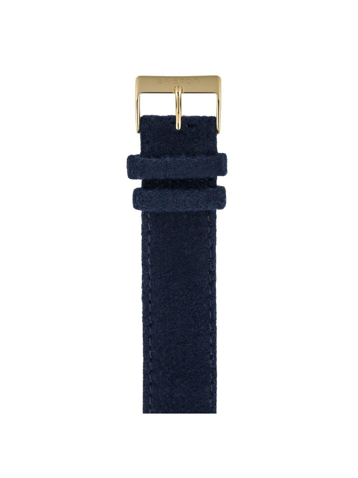 Briston Leather Flannel Strap Navy Blue Yellow Gold 20mm - MORE by Morello Indonesia