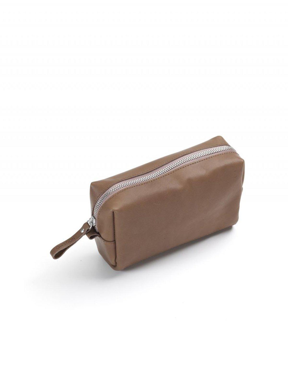 Qwstion Amenity Pouch Brown Leather Canvas - MORE by Morello Indonesia