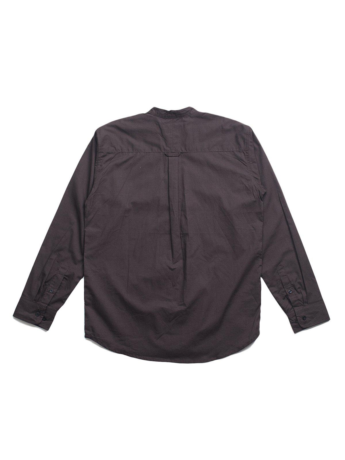 Qutn Band Collar LS Brown Poplin - MORE by Morello Indonesia