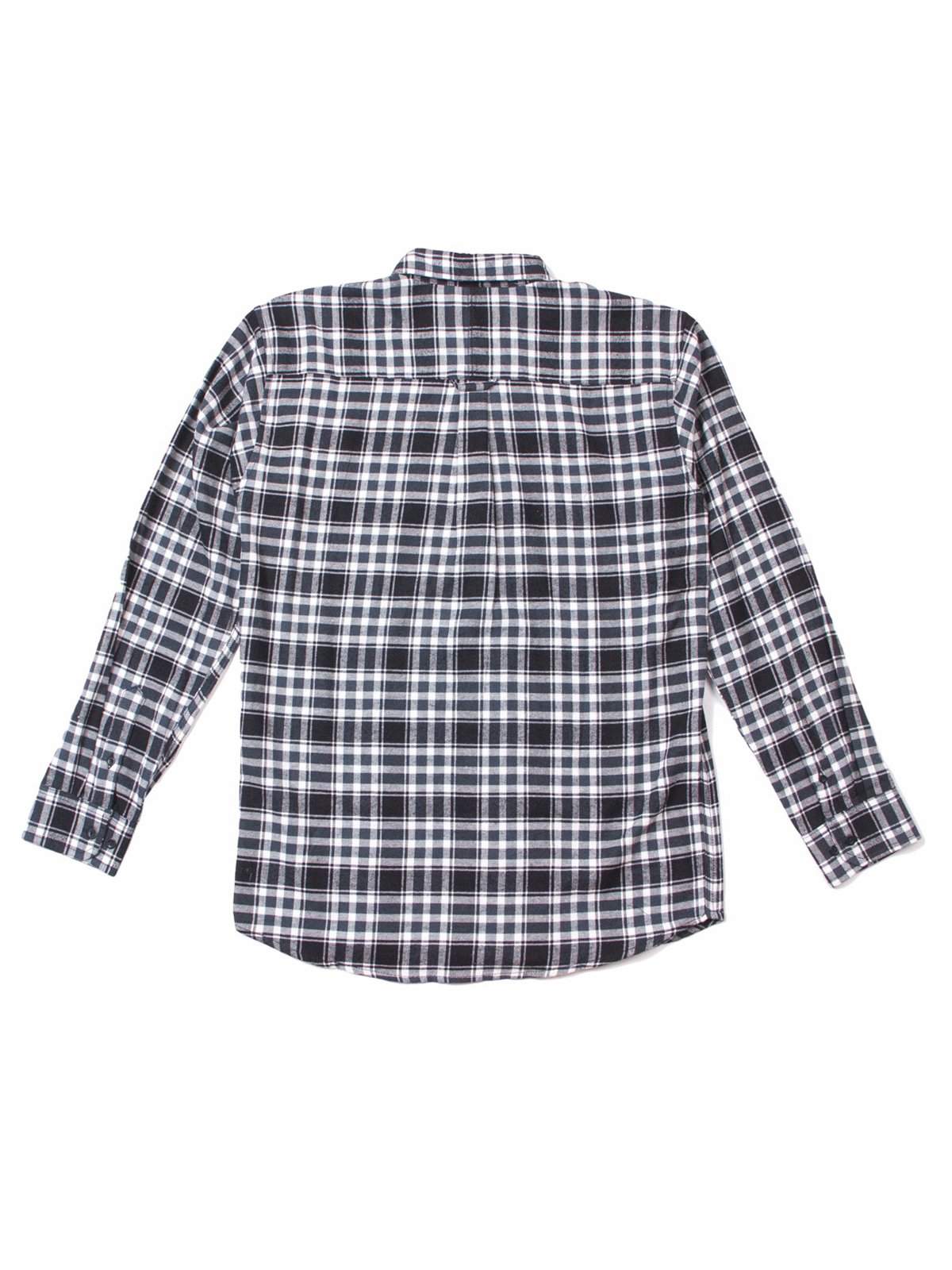 Qutn Button Down LS White Black Flannel Shirt - MORE by Morello Indonesia