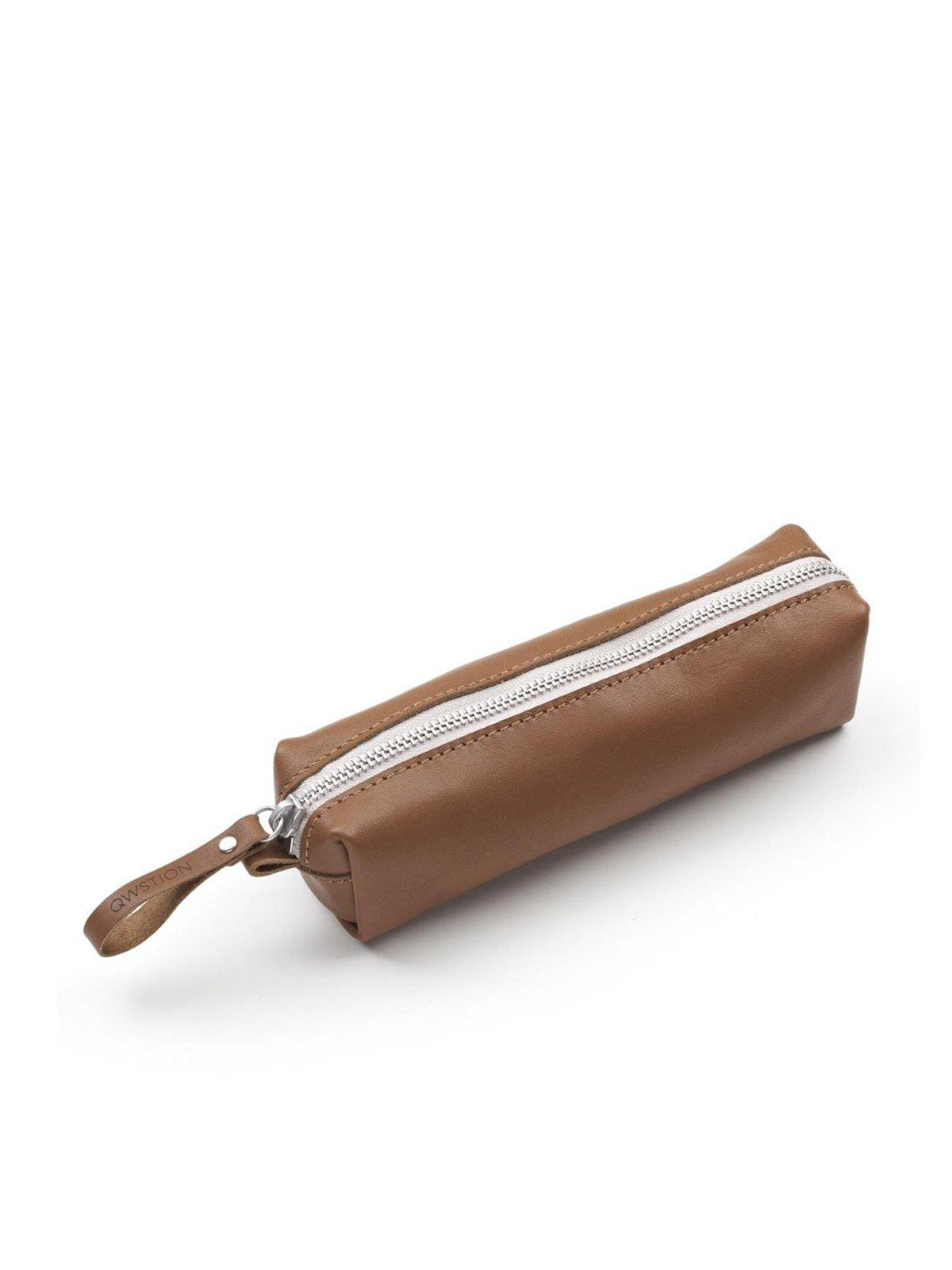 Qwstion Pencil Case Brown Leather Canvas - MORE by Morello Indonesia