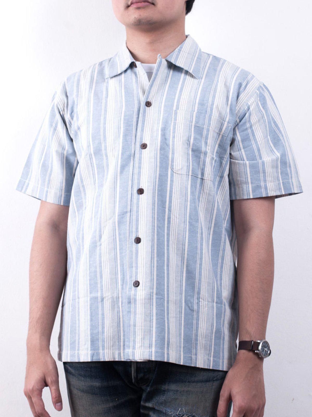 Qutn Button Down Weekend Shirt Sky Blue Stripes - MORE by Morello Indonesia