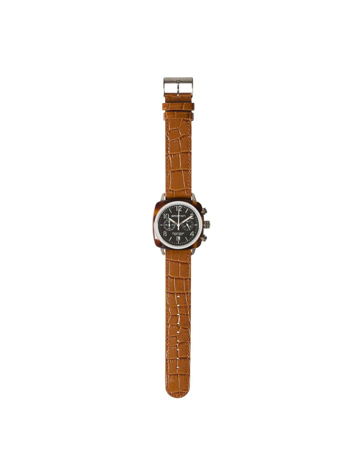 Briston Luxury Leather Strap Brown Alligator Polished Steel 20mm - MORE by Morello Indonesia