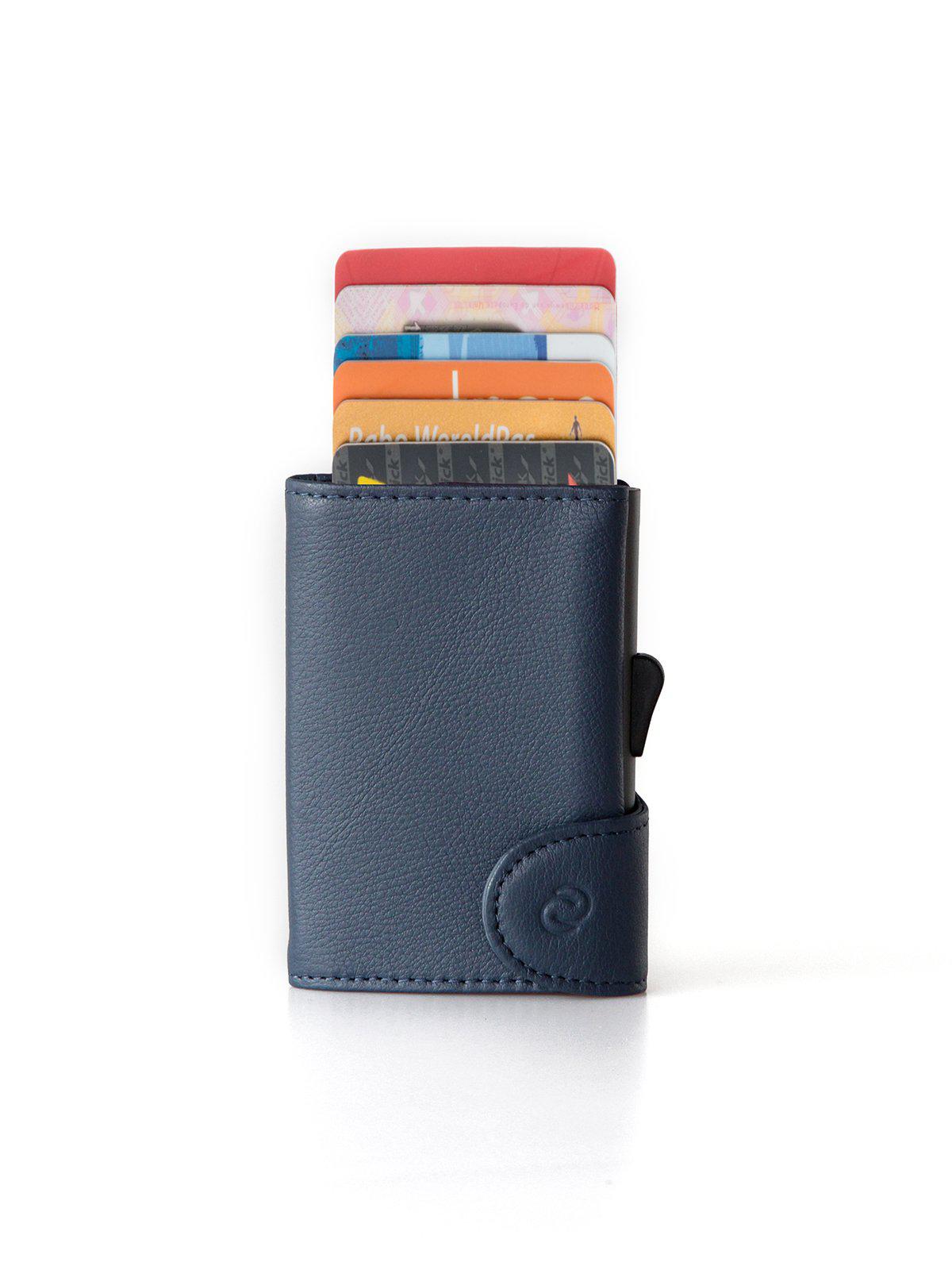 C-Secure Italian Leather RFID Wallet With Coin Pouch Blue - MORE by Morello Indonesia