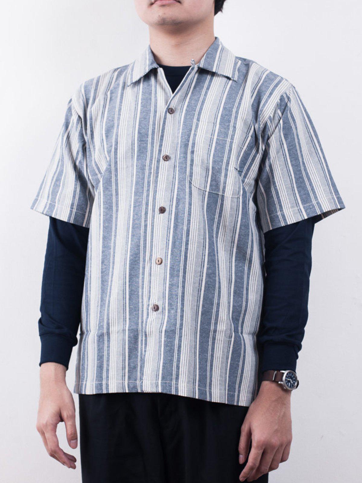 Qutn Button Down Weekend Shirt Blue Stripes - MORE by Morello Indonesia