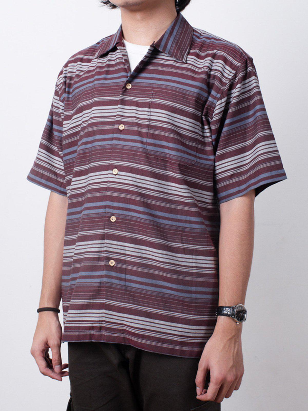 Qutn Weekend Shirt Red Grey Stripe - MORE by Morello Indonesia