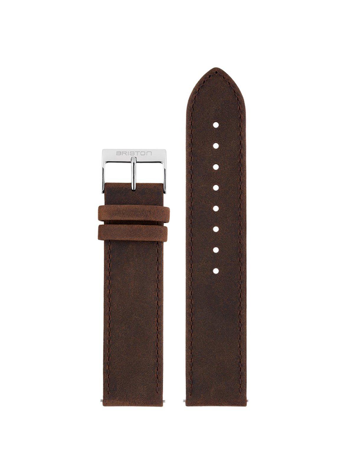 Briston 2-Part Vintage Leather Strap Chocolate Polished Steel 20mm - MORE by Morello Indonesia