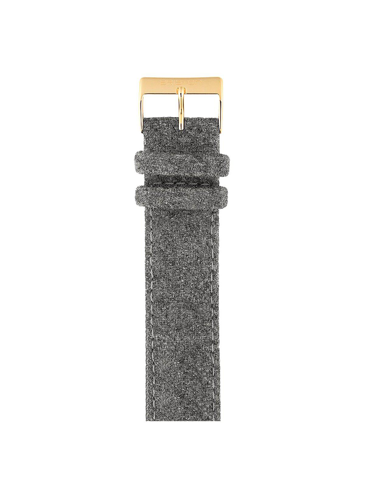 Briston Leather Flannel Strap Grey Yellow Gold 20mm - MORE by Morello Indonesia