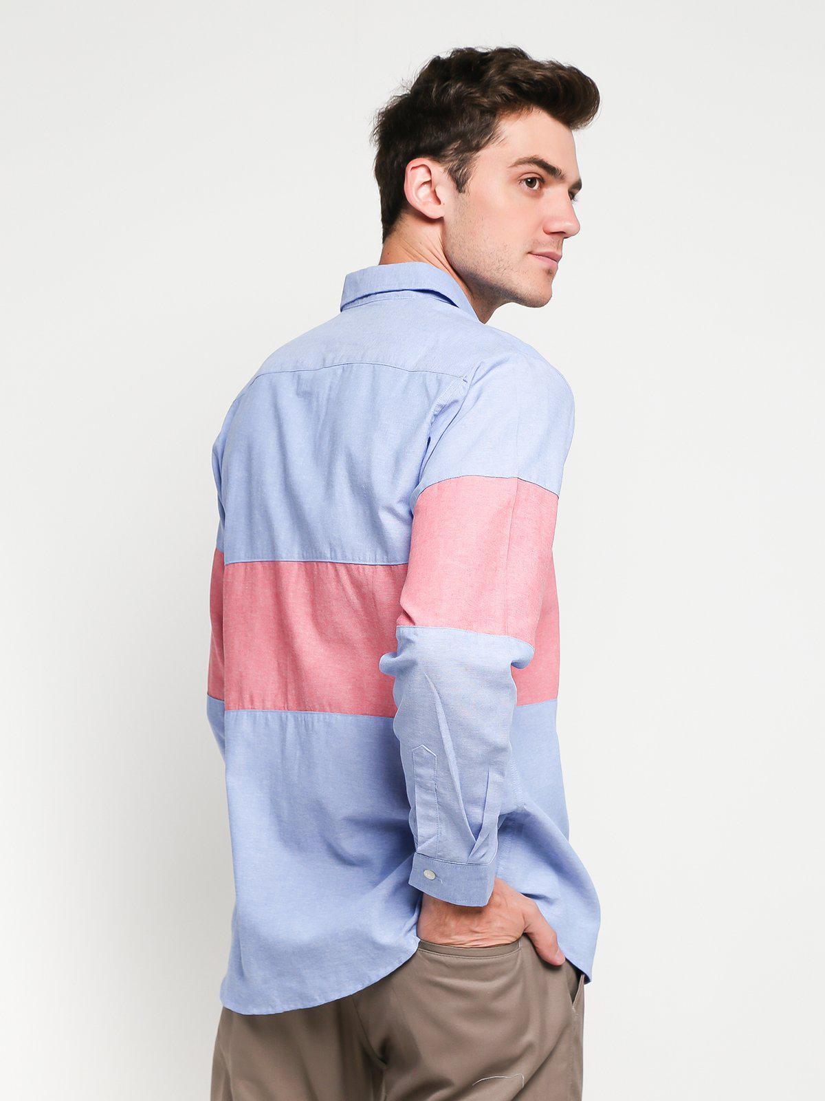 Jackhammer Oxford Panel Shirt Blue - MORE by Morello Indonesia