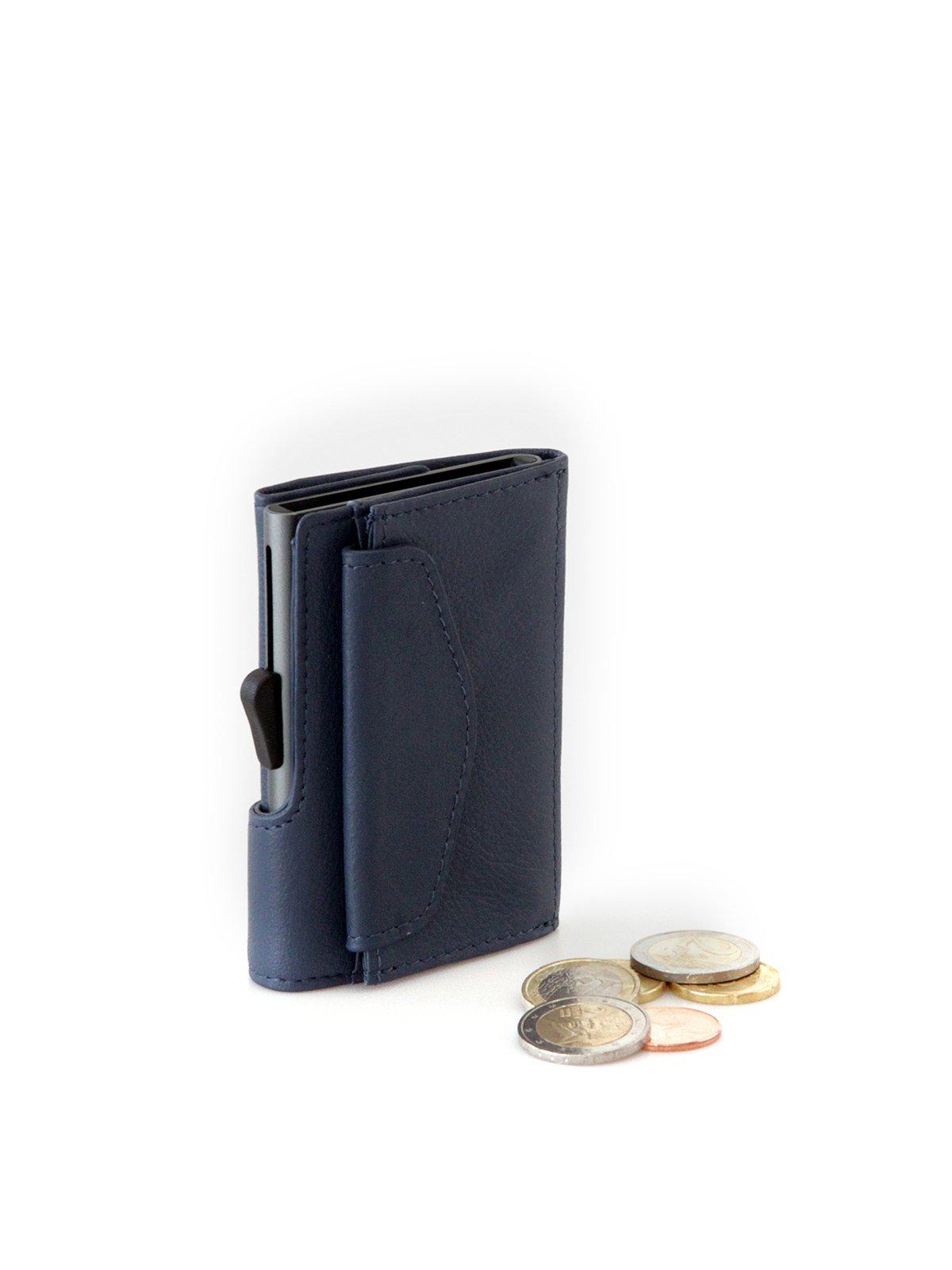 C-Secure Italian Leather RFID Wallet With Coin Pouch Blue - MORE by Morello Indonesia