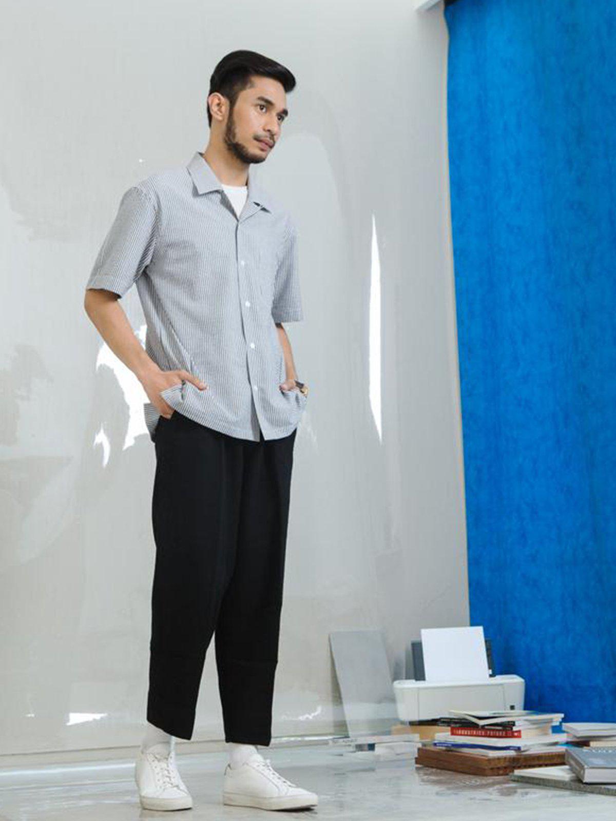 Contentment. Relaxed Seersucker Grey Shirt - MORE by Morello Indonesia