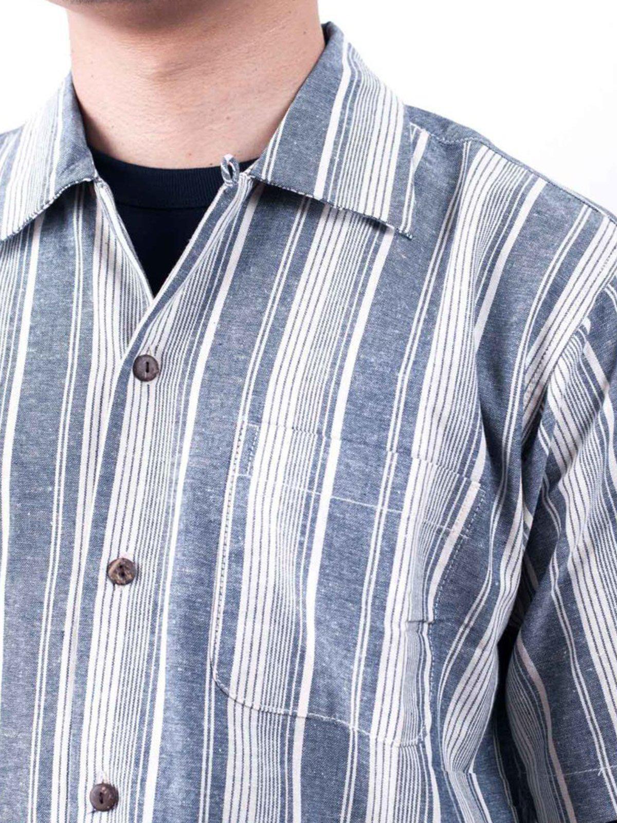 Qutn Button Down Weekend Shirt Blue Stripes - MORE by Morello Indonesia