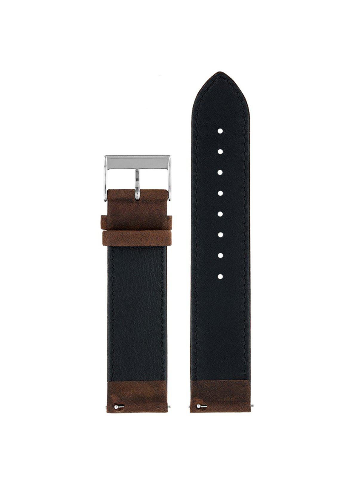 Briston 2-Part Vintage Leather Strap Chocolate Polished Steel 20mm - MORE by Morello Indonesia