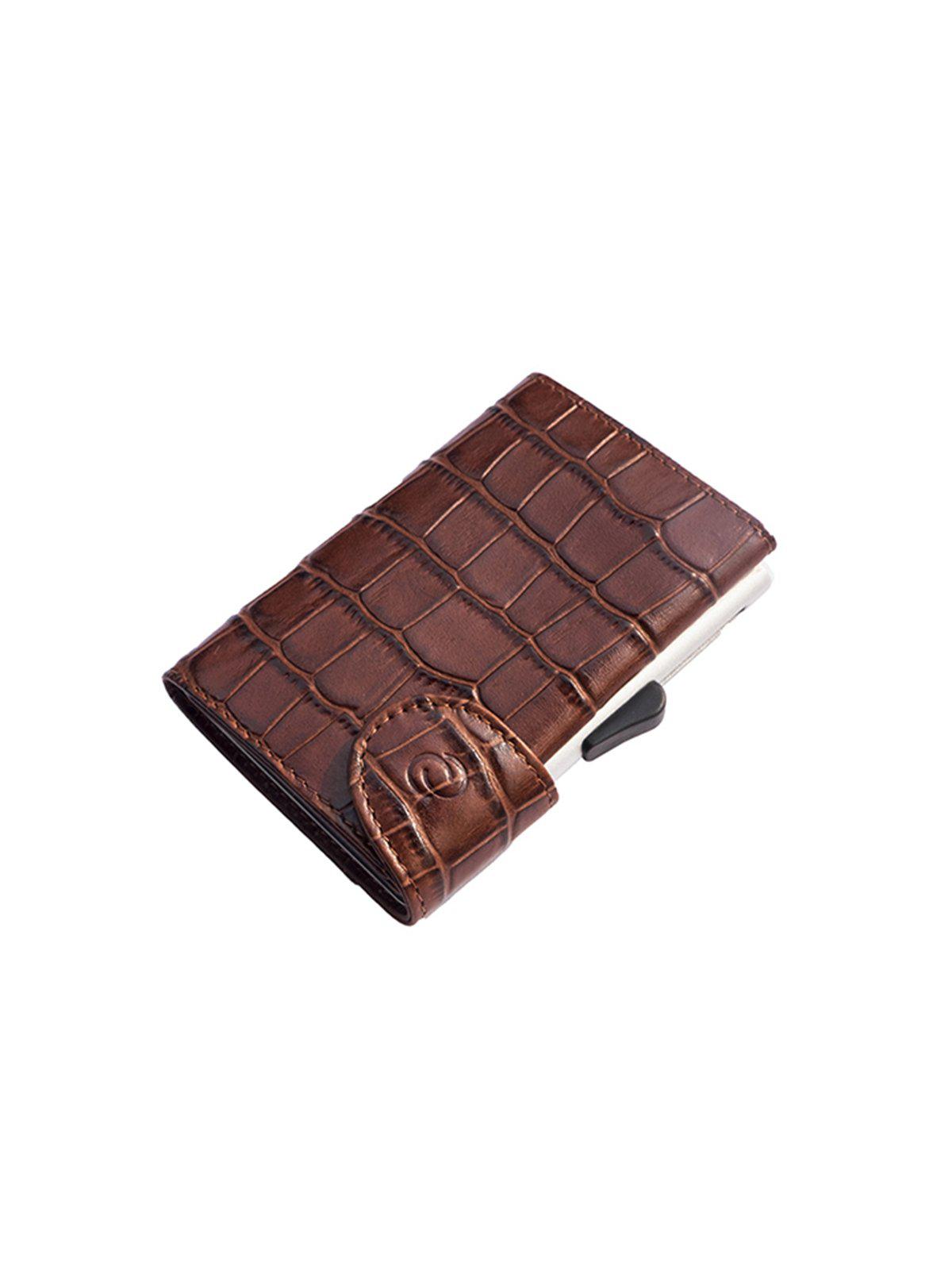 C-Secure Croco Leather RFID Wallet Brown - MORE by Morello Indonesia