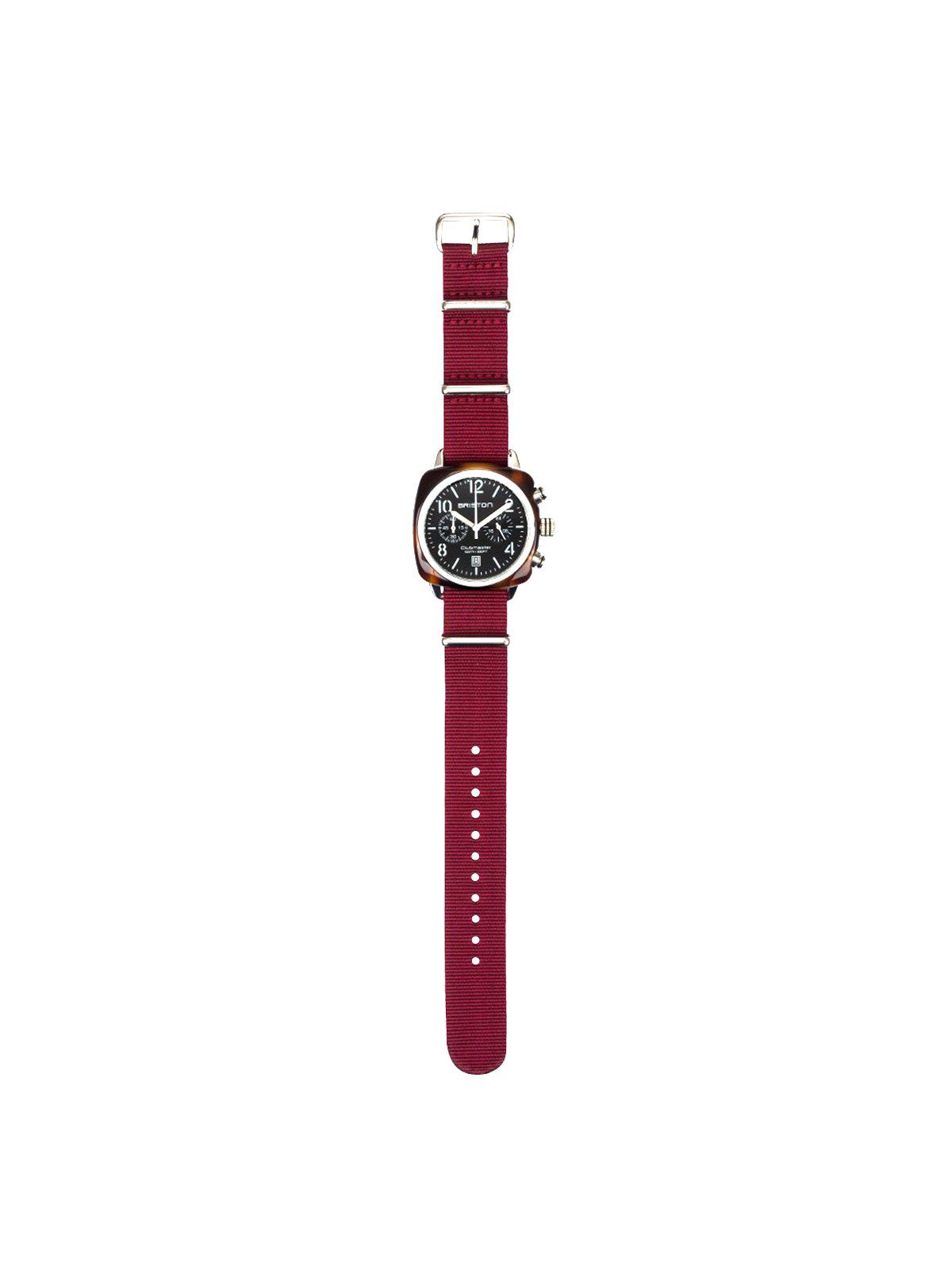 Briston Nato Strap Burgundy Polished Steel 20mm - MORE by Morello Indonesia