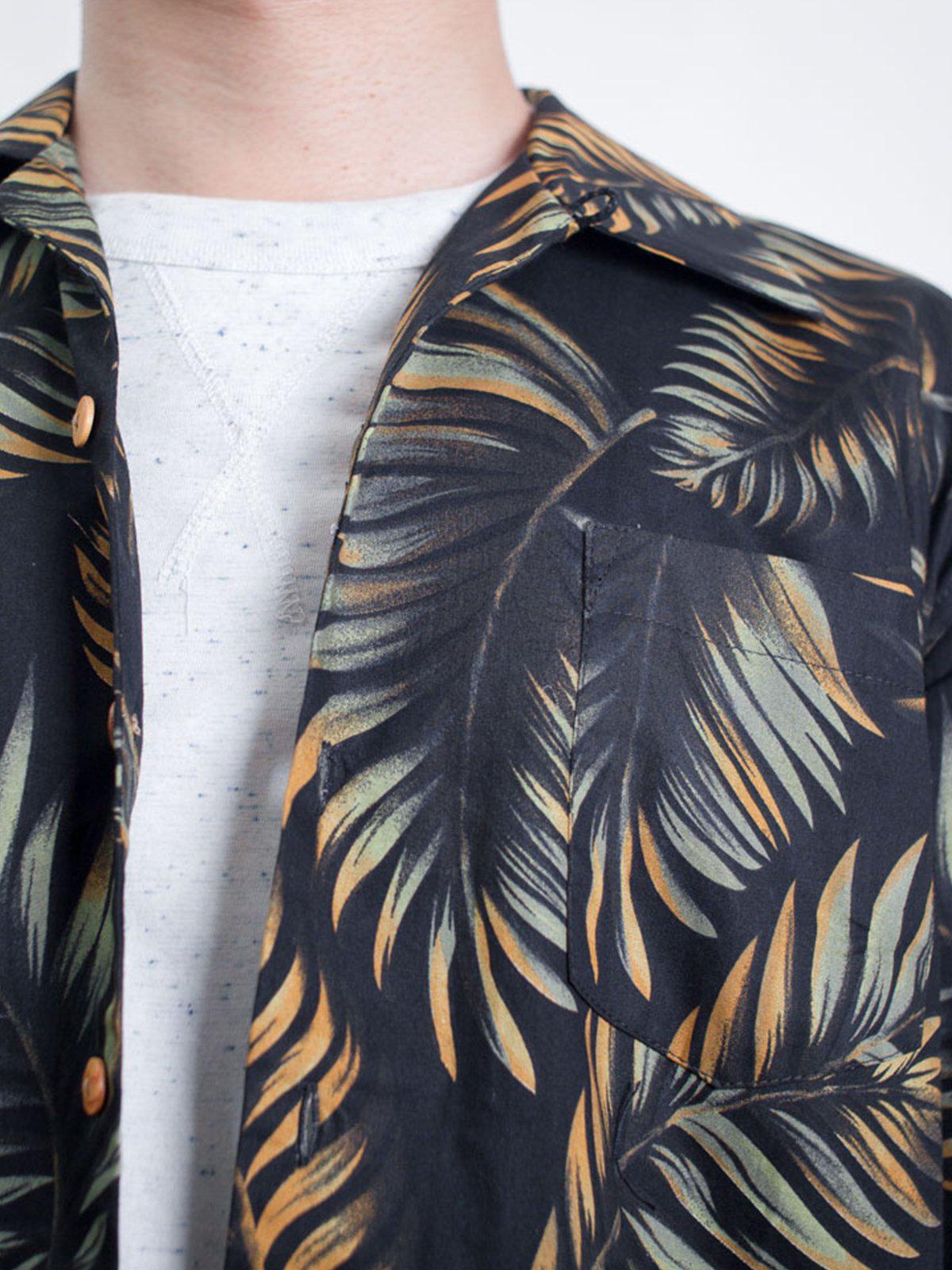 Qutn Hawaiian Shirt SS Black Tropical Leaves - MORE by Morello Indonesia