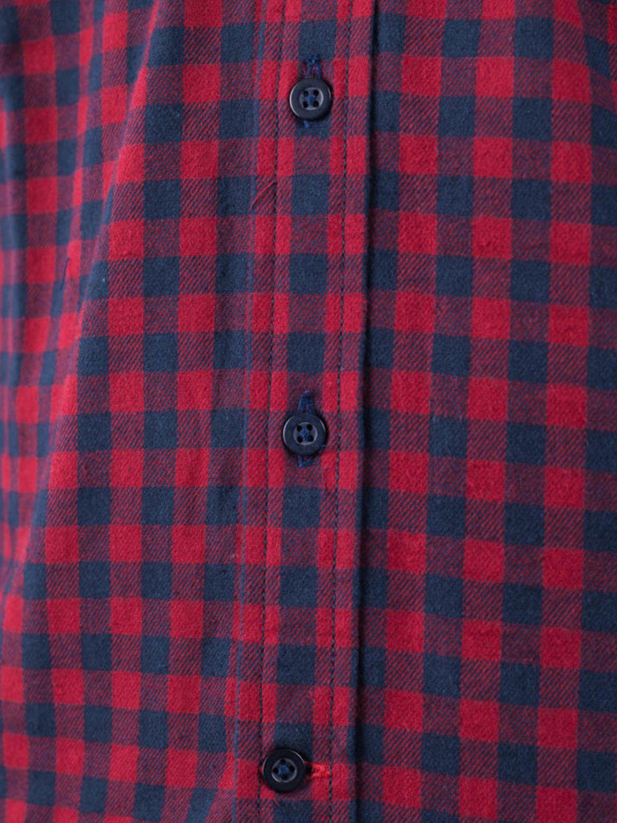 Qutn Button Down Double Pocket LS Red Blue Minicheck Flannel - MORE by Morello Indonesia