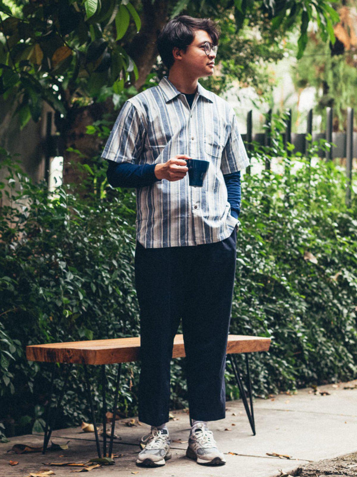 Qutn Button Down Weekend Shirt Blue Stripes - MORE by Morello Indonesia