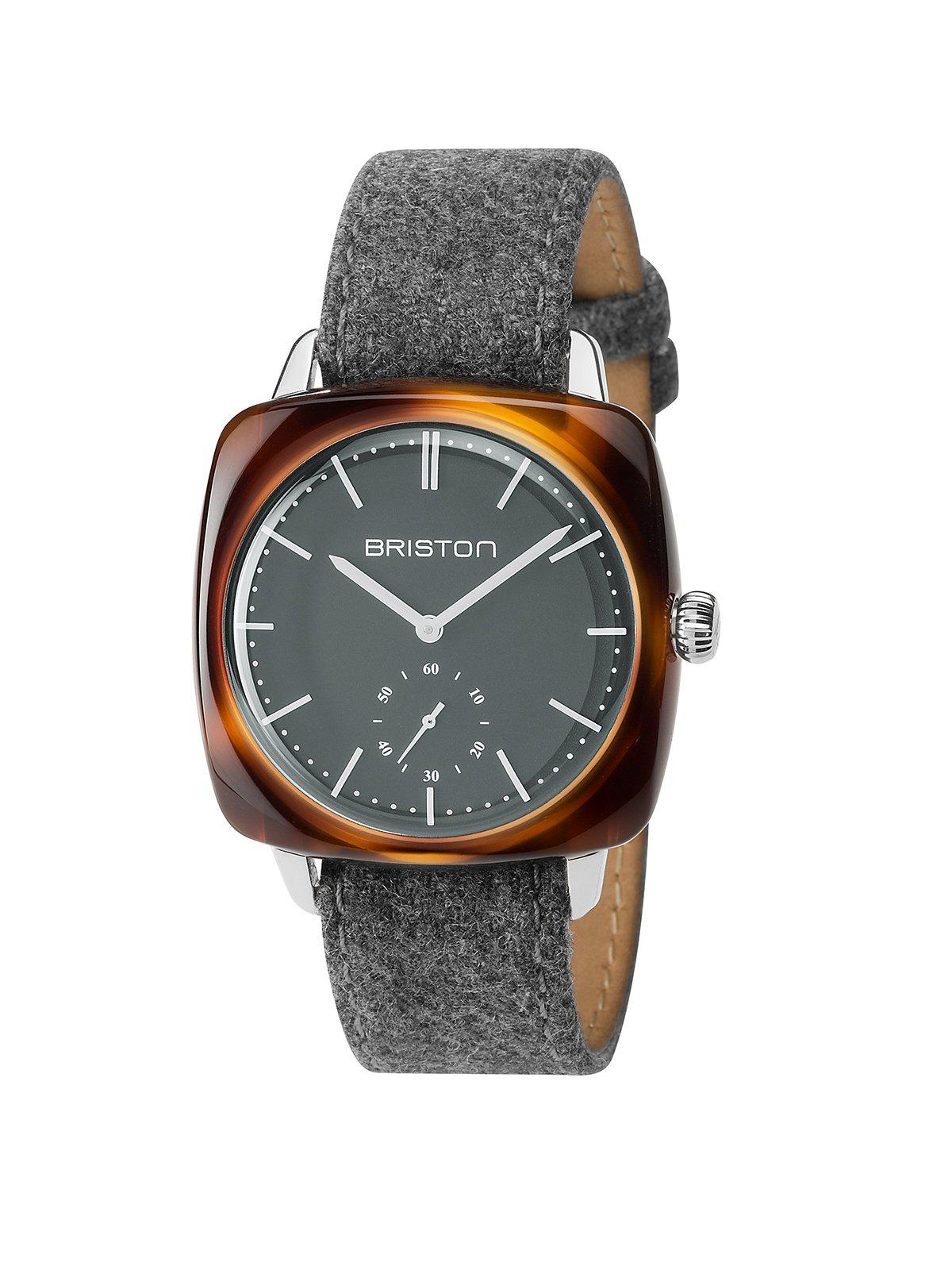 Briston Clubmaster Vintage Acetate Small Second Tortoise Shell Grey Matt Dial 40mm - MORE by Morello Indonesia