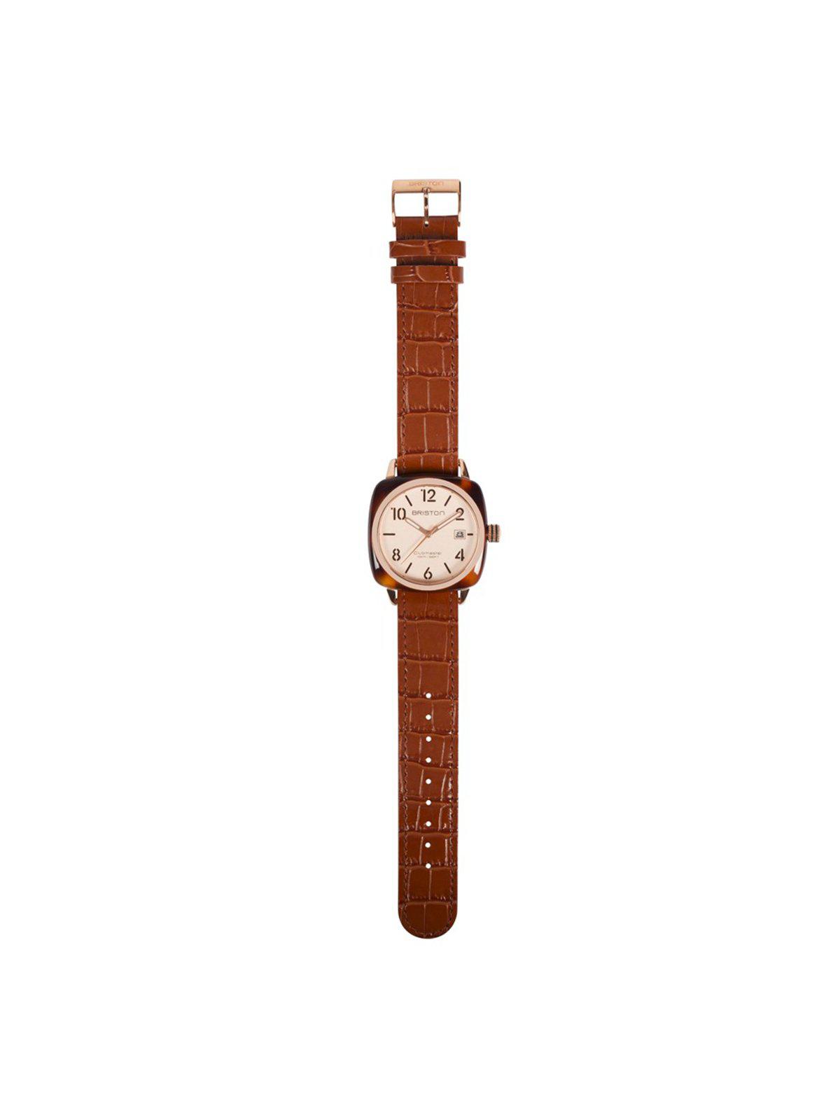 Briston Luxury Leather Strap Brown Alligator Polished Steel 20mm - MORE by Morello Indonesia