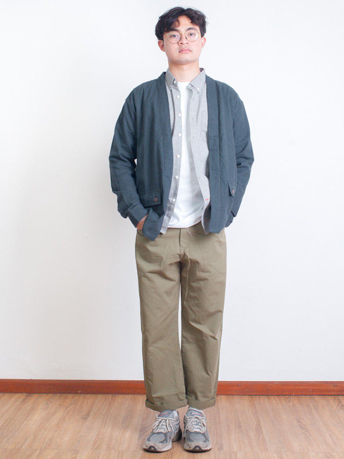 Qutn Throw On IV Olive Stripe Flannel - MORE by Morello Indonesia