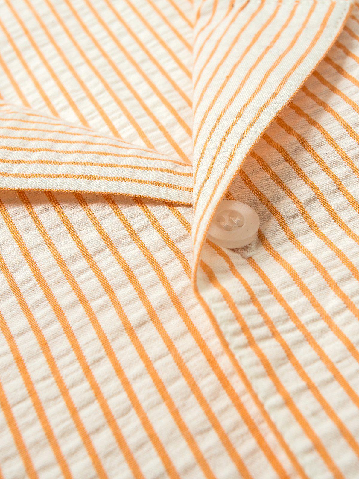 Contentment. Relaxed Seersucker Orange Shirt - MORE by Morello Indonesia
