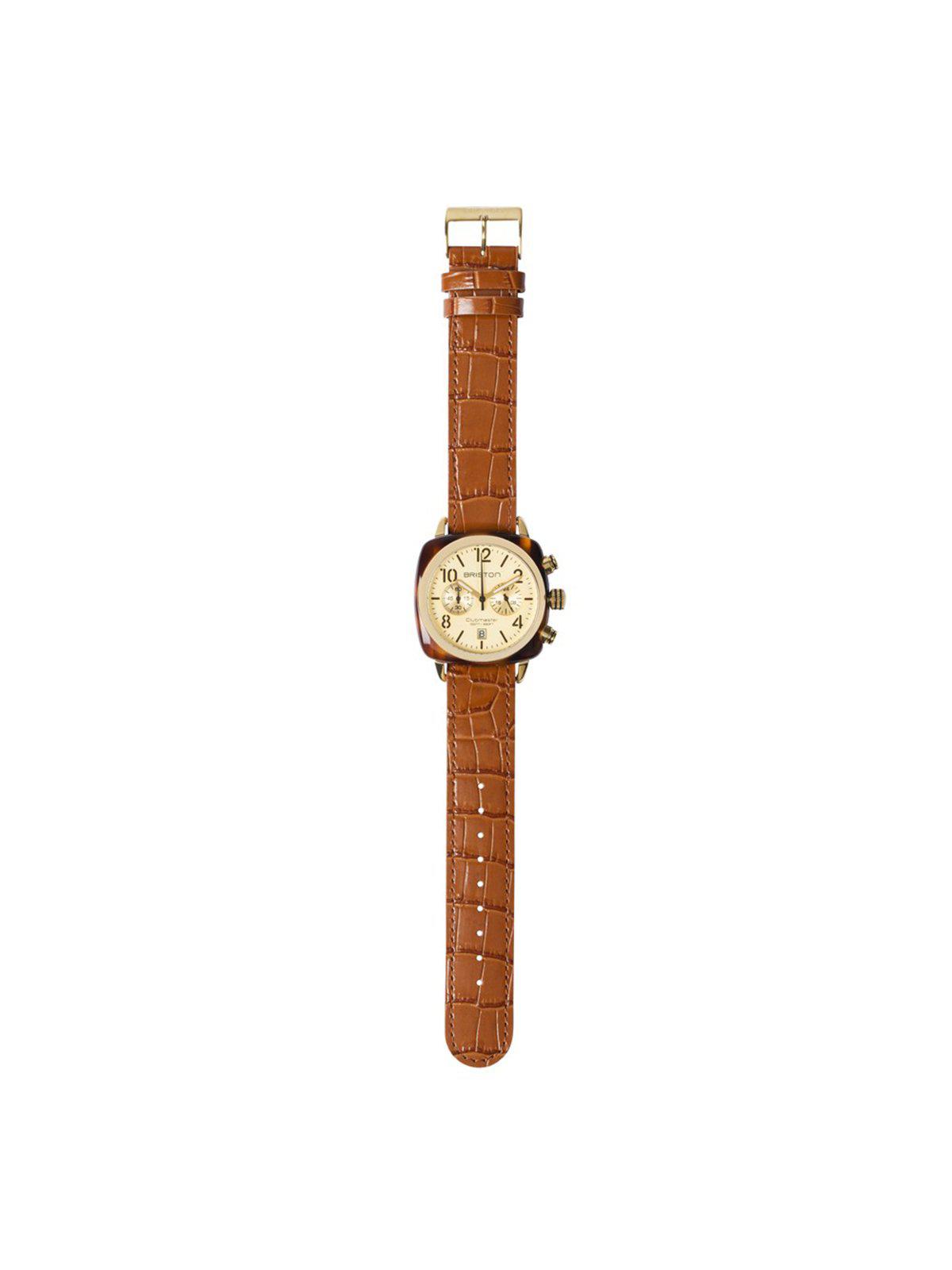 Briston Luxury Leather Strap Brown Alligator Polished Steel 20mm - MORE by Morello Indonesia