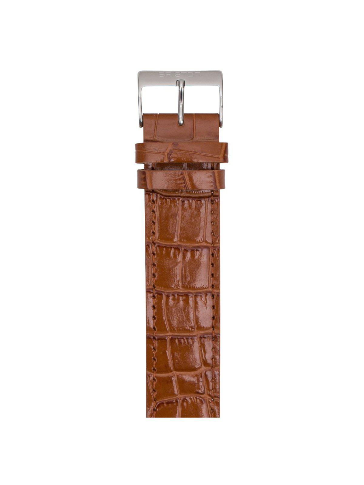 Briston Luxury Leather Strap Brown Alligator Polished Steel 20mm - MORE by Morello Indonesia