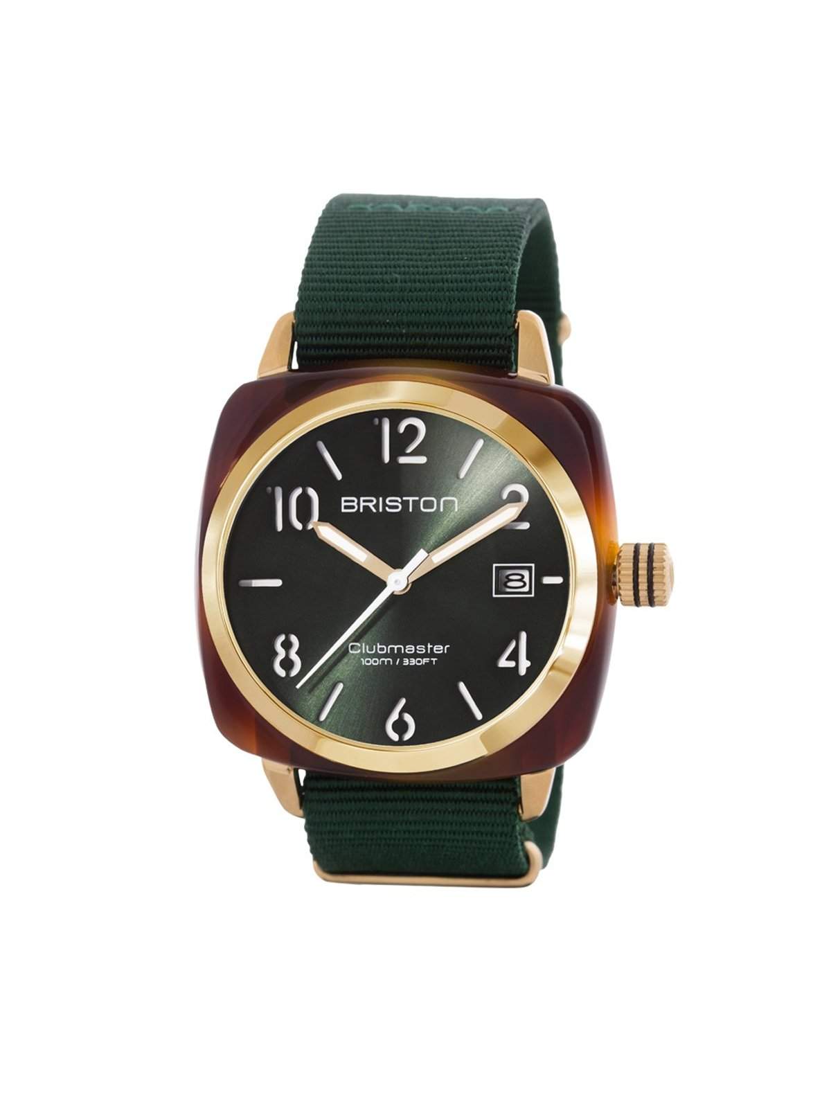 Briston Clubmaster Classic Acetate HMS Gold British Green Sunray Dial 40mm - MORE by Morello Indonesia