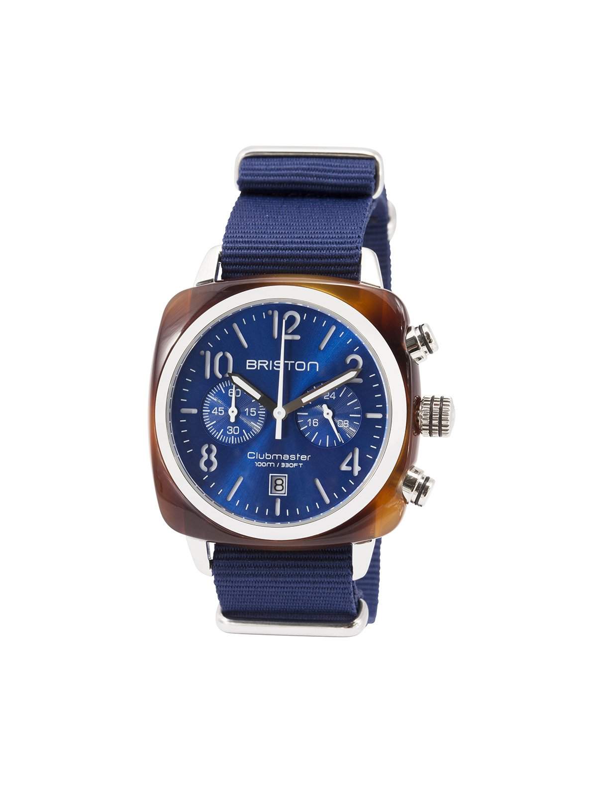Briston Clubmaster Classic Acetate Chronograph Tortoise Shell Blue Sunray Dial 40mm - MORE by Morello Indonesia
