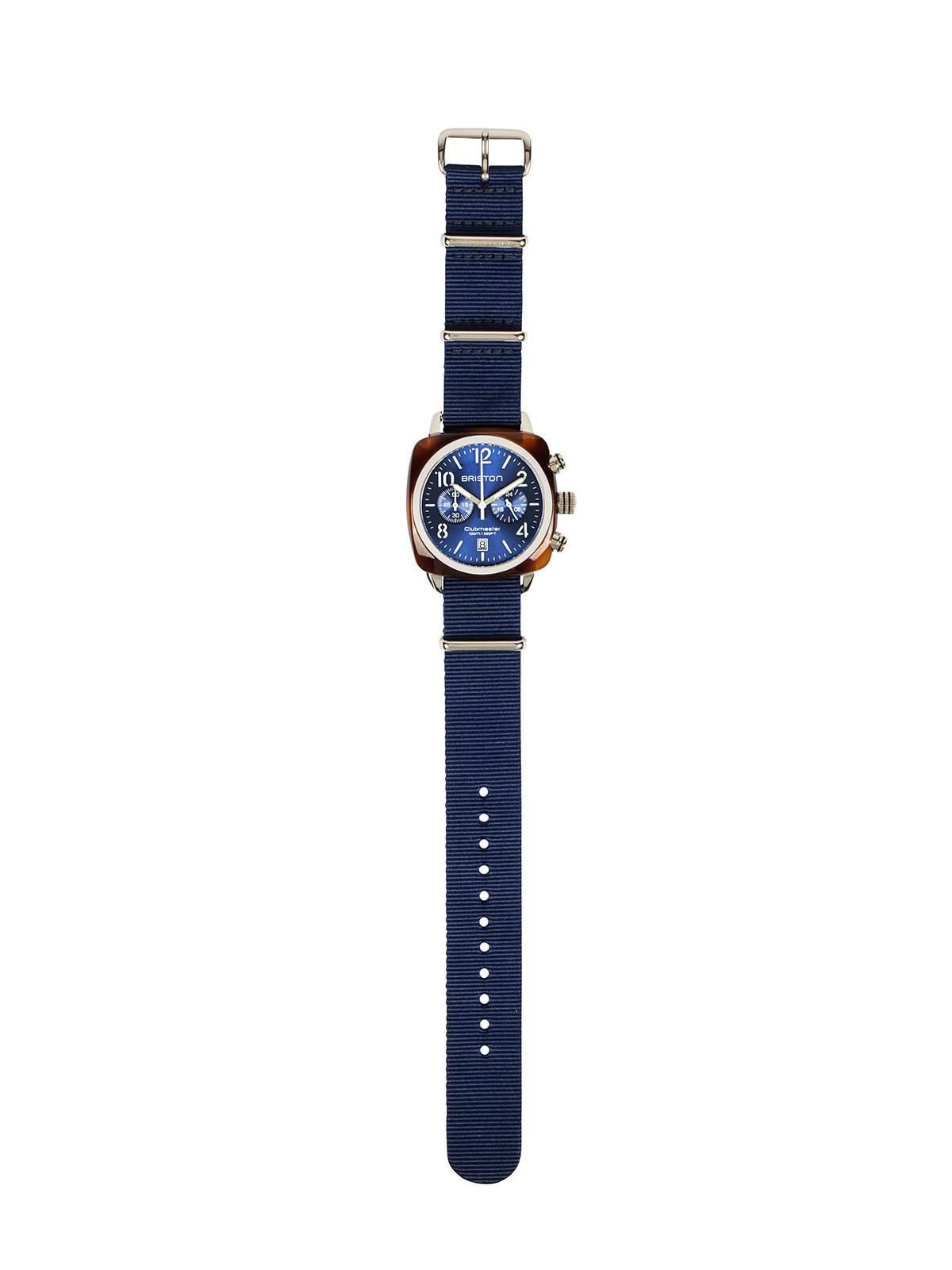 Briston Clubmaster Classic Acetate Chronograph Tortoise Shell Blue Sunray Dial 40mm - MORE by Morello Indonesia