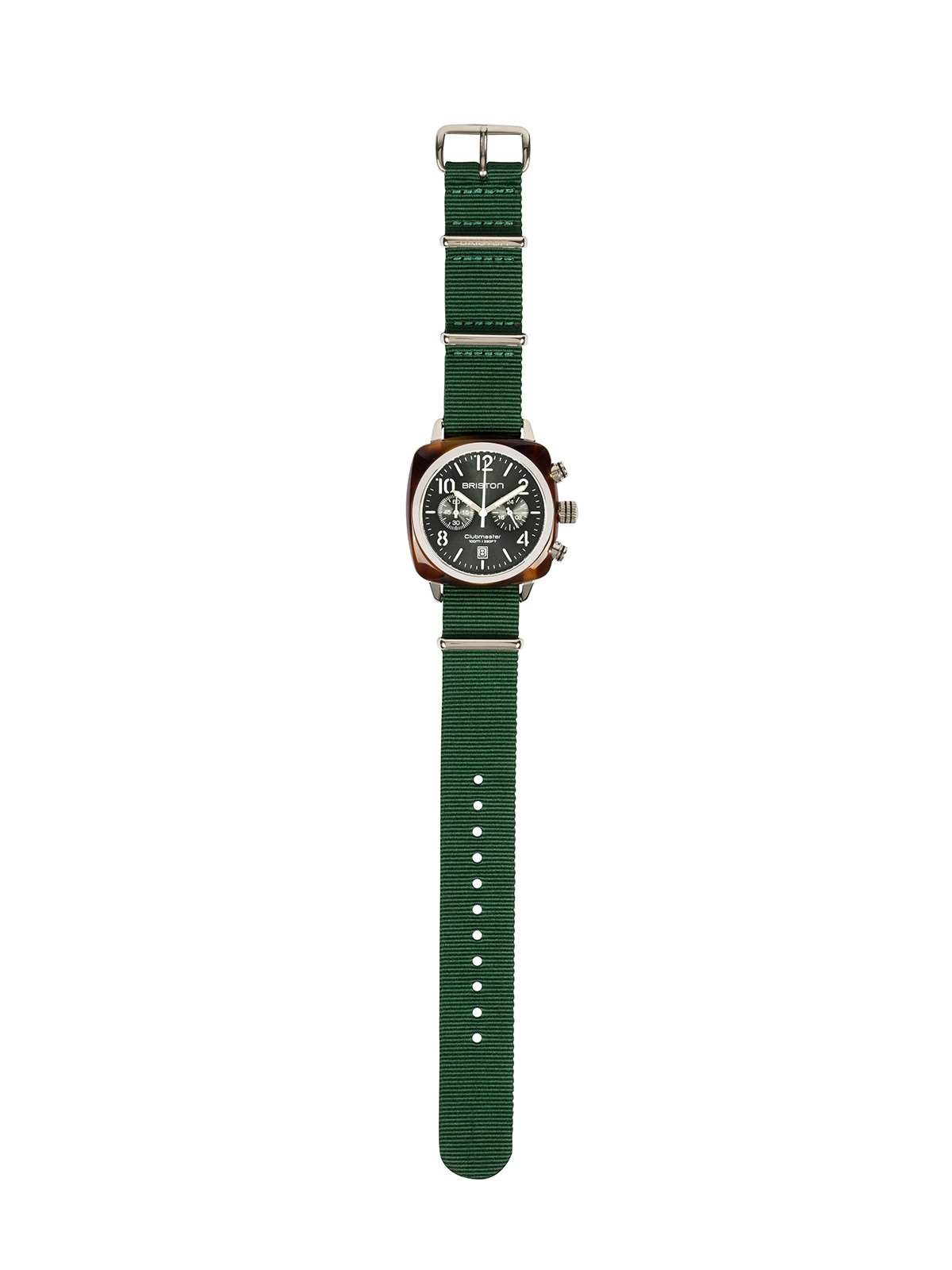 Briston Clubmaster Classic Acetate Chronograph Tortoise Shell British Green Sunray Dial 40mm - MORE by Morello Indonesia