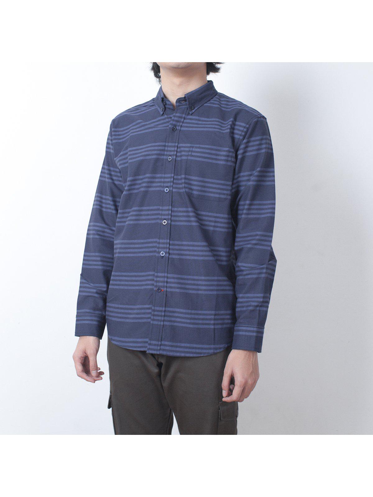 Qutn Button Down LS Blue Tri Stripe - MORE by Morello Indonesia