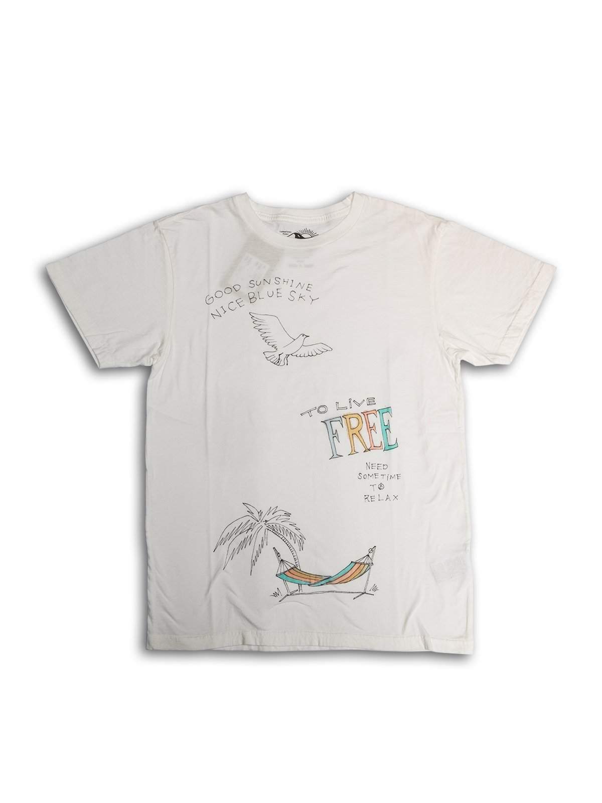 Free Rage Recycled Cotton Tee Hand Paint Live Free White - MORE by Morello Indonesia