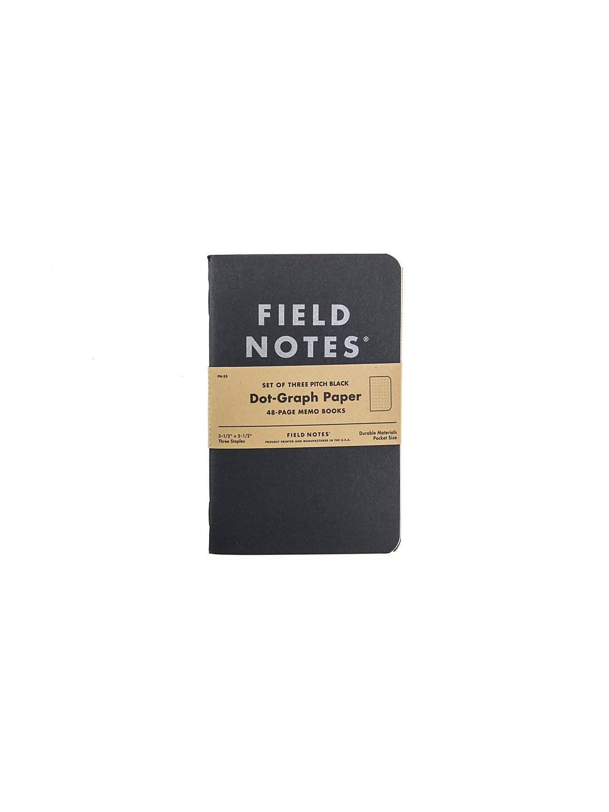 Field Notes Pitch Black Memo Book 3 Pack Dot Graph Paper - MORE by Morello Indonesia