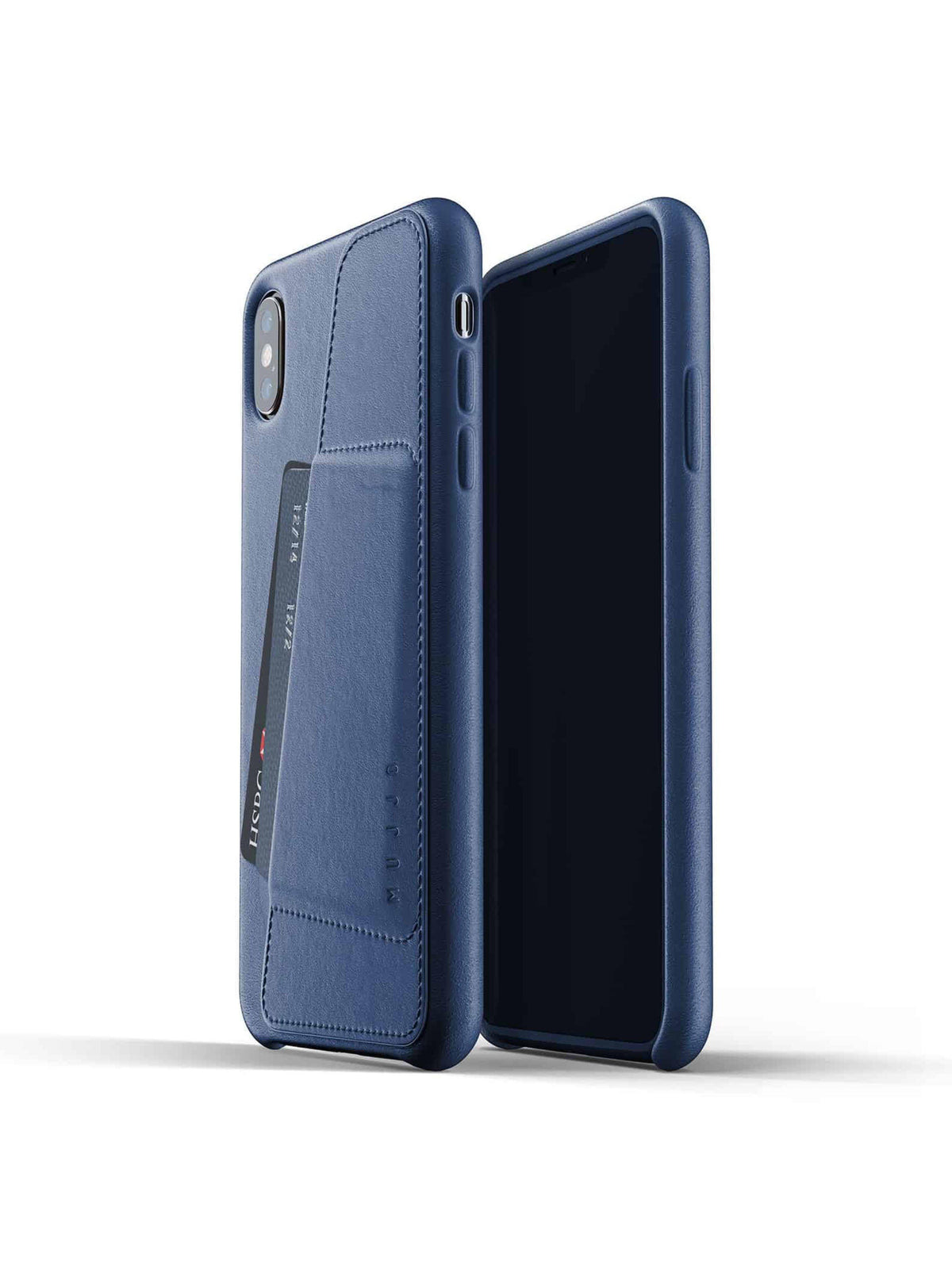 Mujjo Full Leather Wallet Case for iPhone XS Max Monaco Blue