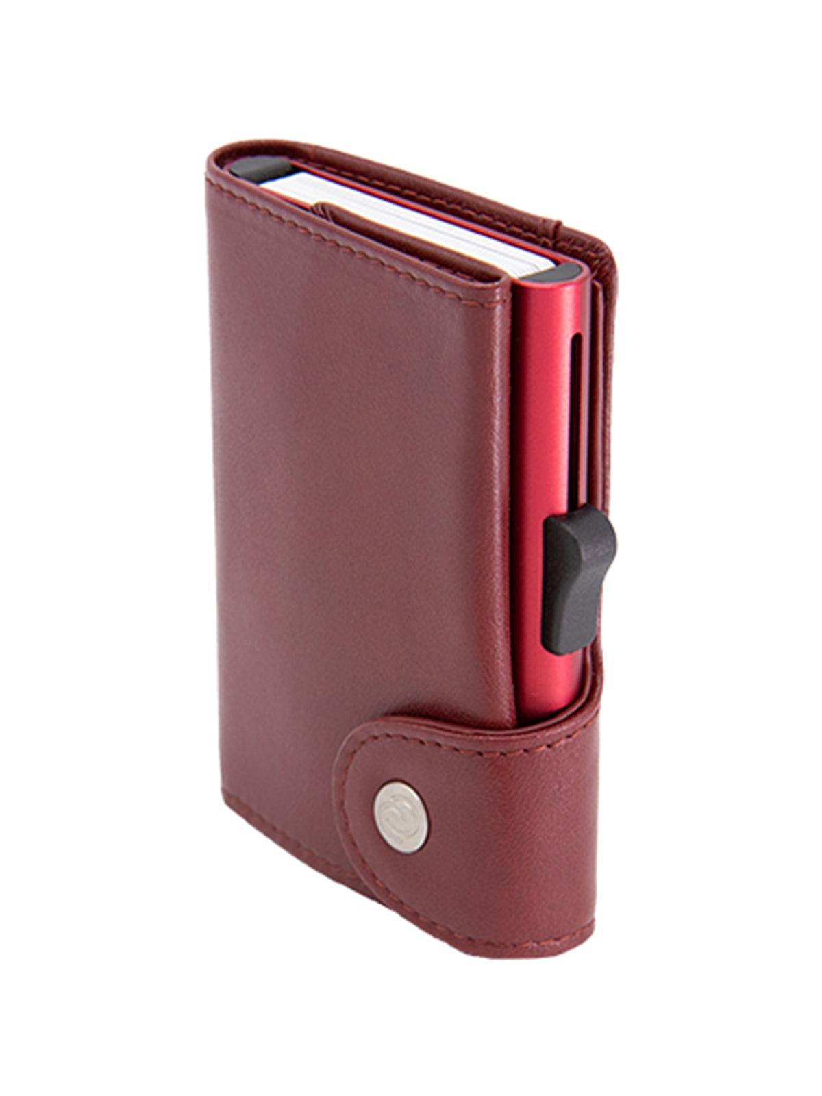 C-Secure XL Italian Leather Wallet RFID Red Bordeaux