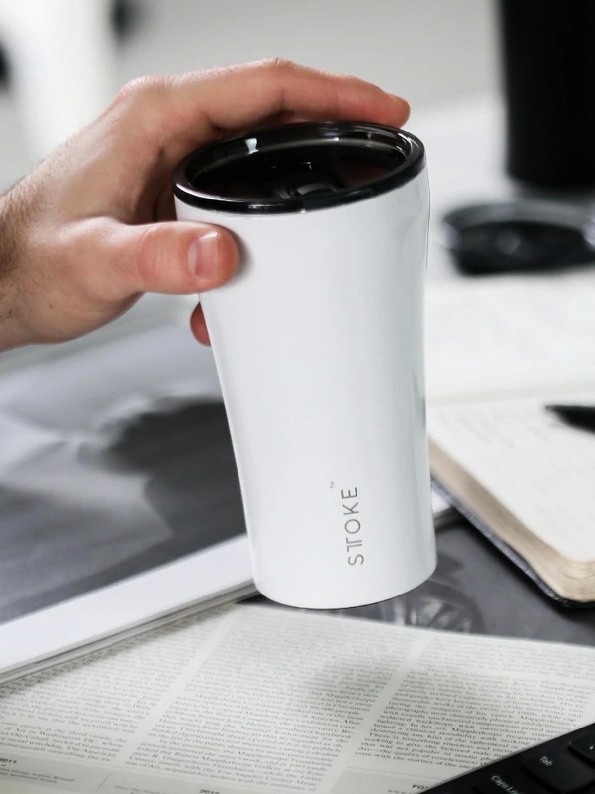 Sttoke Classic Insulated Ceramic Cup 12oz Angel White