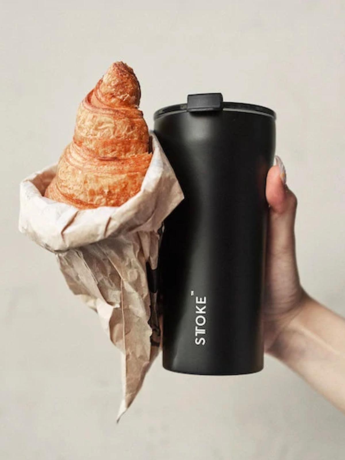 Sttoke Classic Leakproof Insulated Ceramic Cup 16oz Luxe Black