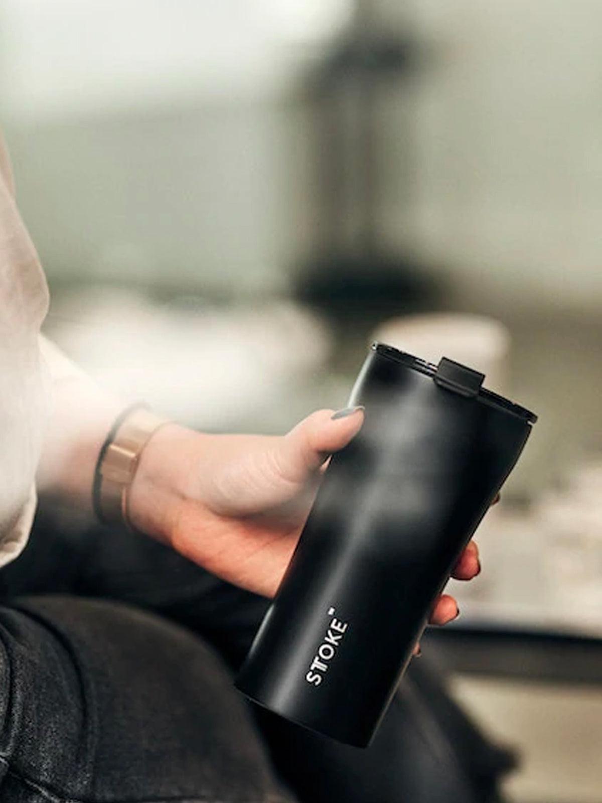 Sttoke Classic Leakproof Insulated Ceramic Cup 16oz Luxe Black