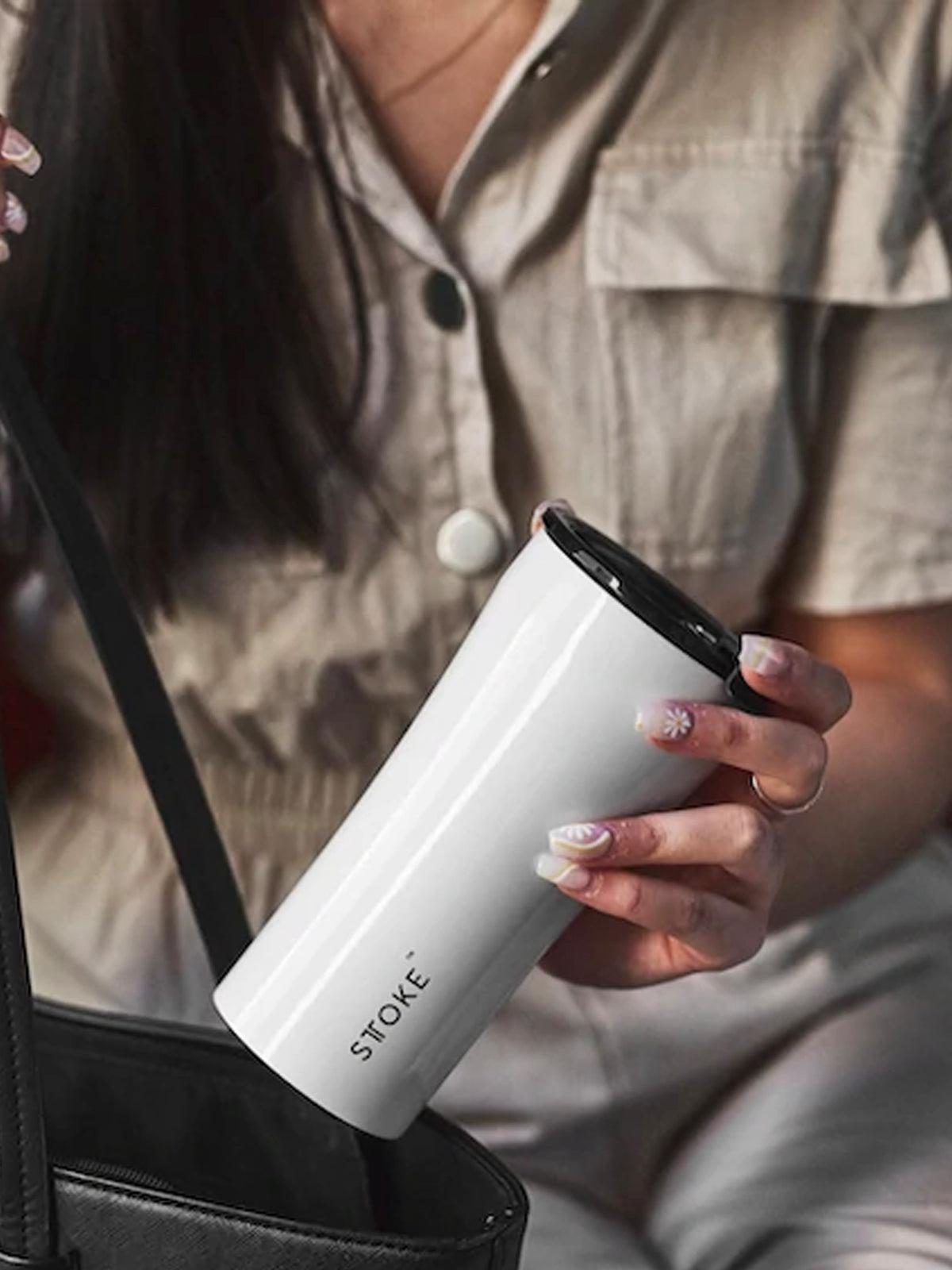 Sttoke Classic Leakproof Insulated Ceramic Cup 16oz Angel White