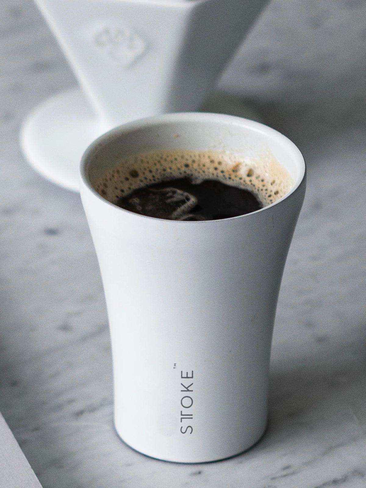 Sttoke Classic Insulated Ceramic Cup 8oz Angel White