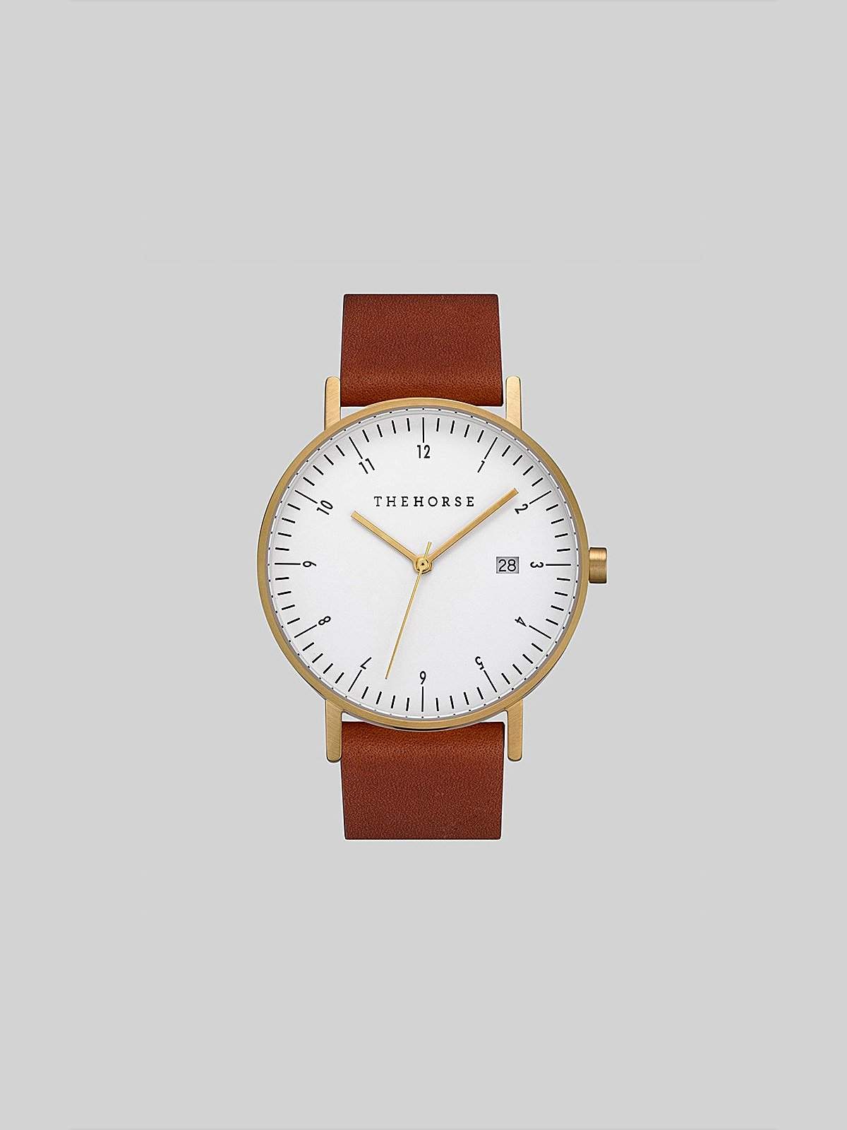 The Horse D-Series Brushed Gold Tan Leather Watch - MORE by Morello Indonesia