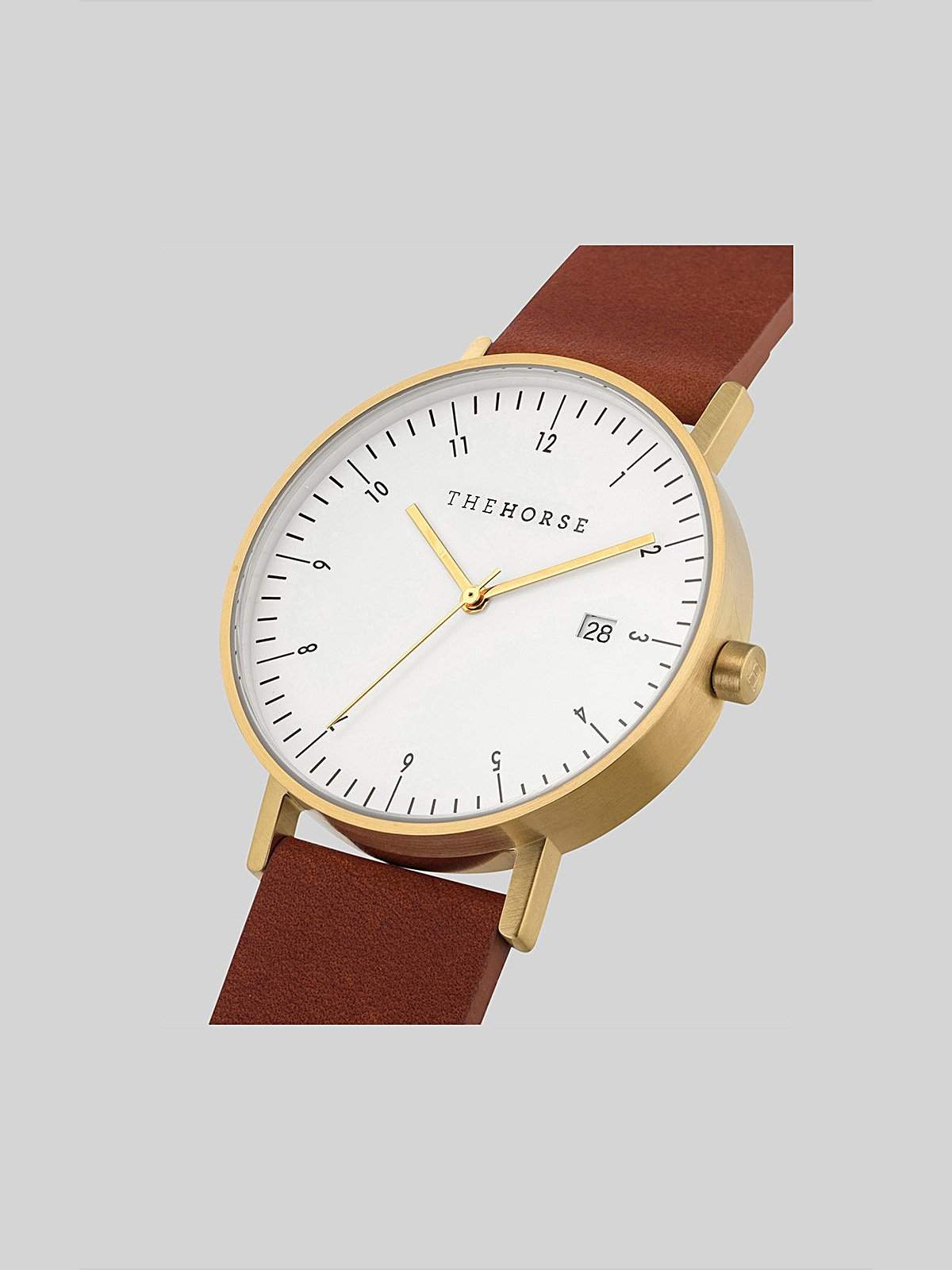 The Horse D-Series Brushed Gold Tan Leather Watch - MORE by Morello Indonesia