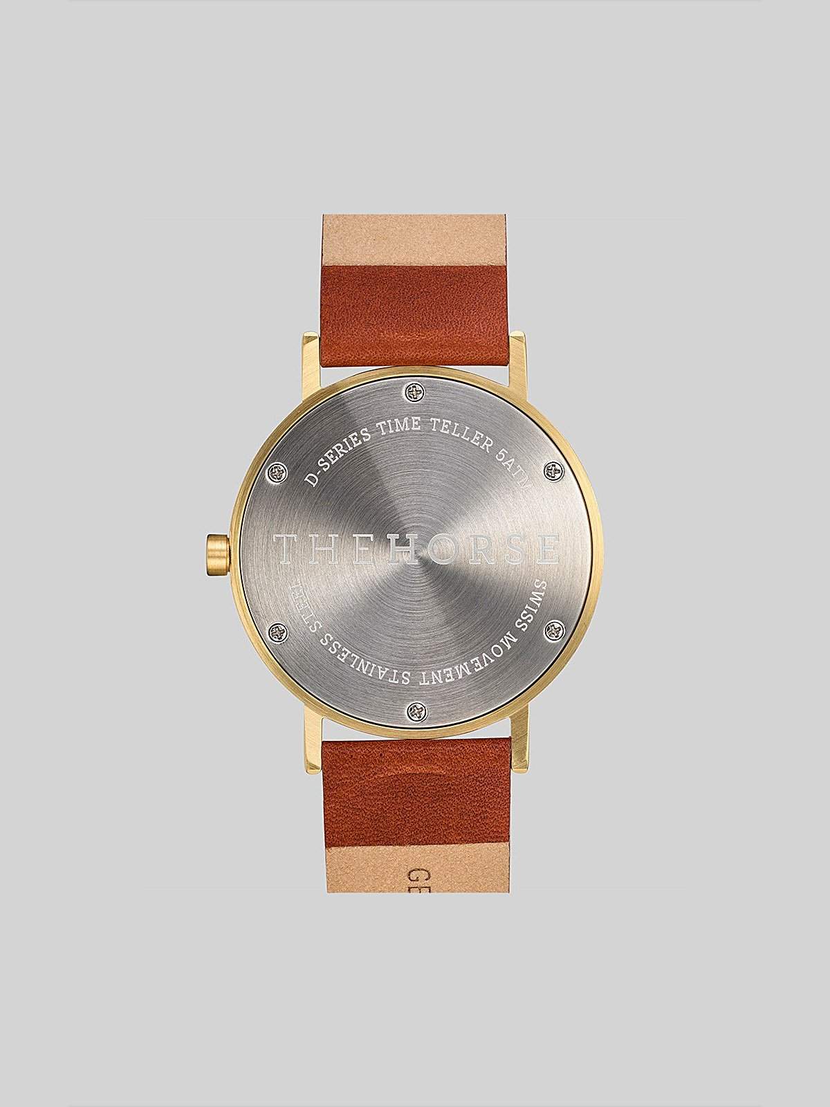 The Horse D Series Brushed Gold Tan Leather Watch MORE by Morello Indonesia